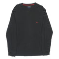 POLO RALPH LAUREN Mens Black Jumper Plain Crew Neck Basic Knit M Cotton Cotton