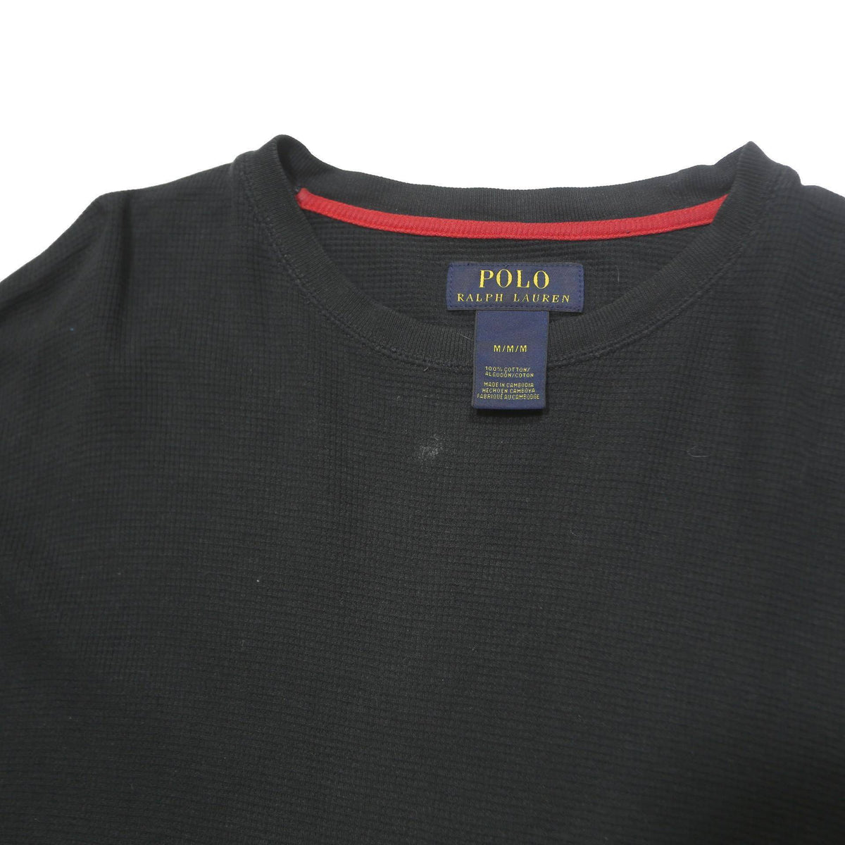 POLO RALPH LAUREN Mens Black Jumper Plain Crew Neck Basic Knit M Cotton Cotton