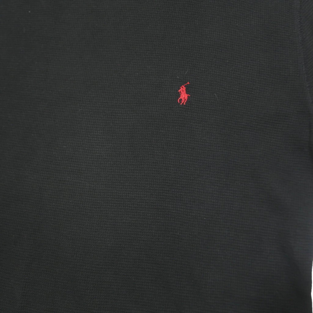 POLO RALPH LAUREN Mens Black Jumper Plain Crew Neck Basic Knit M Cotton Cotton