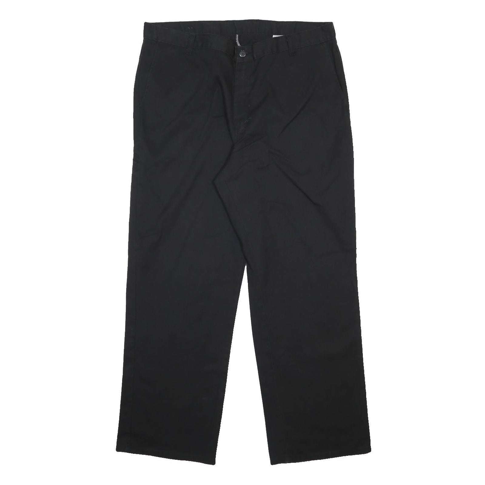 DICKIES Mens Black Cotton Blend Regular Fit Straight Leg Trousers W40 L32