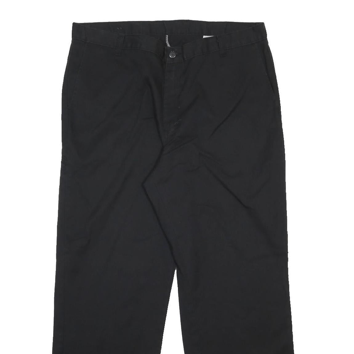 DICKIES Mens Black Cotton Blend Regular Fit Straight Leg Trousers W40 L32