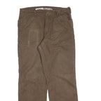 BERNE Mens Cotton Blend Brown Relaxed Straight Leg Trousers W34 L32 Workwear
