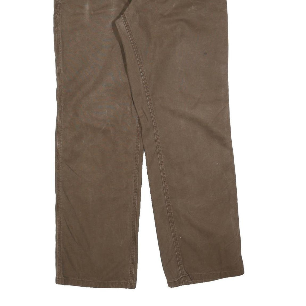 BERNE Mens Cotton Blend Brown Relaxed Straight Leg Trousers W34 L32 Workwear