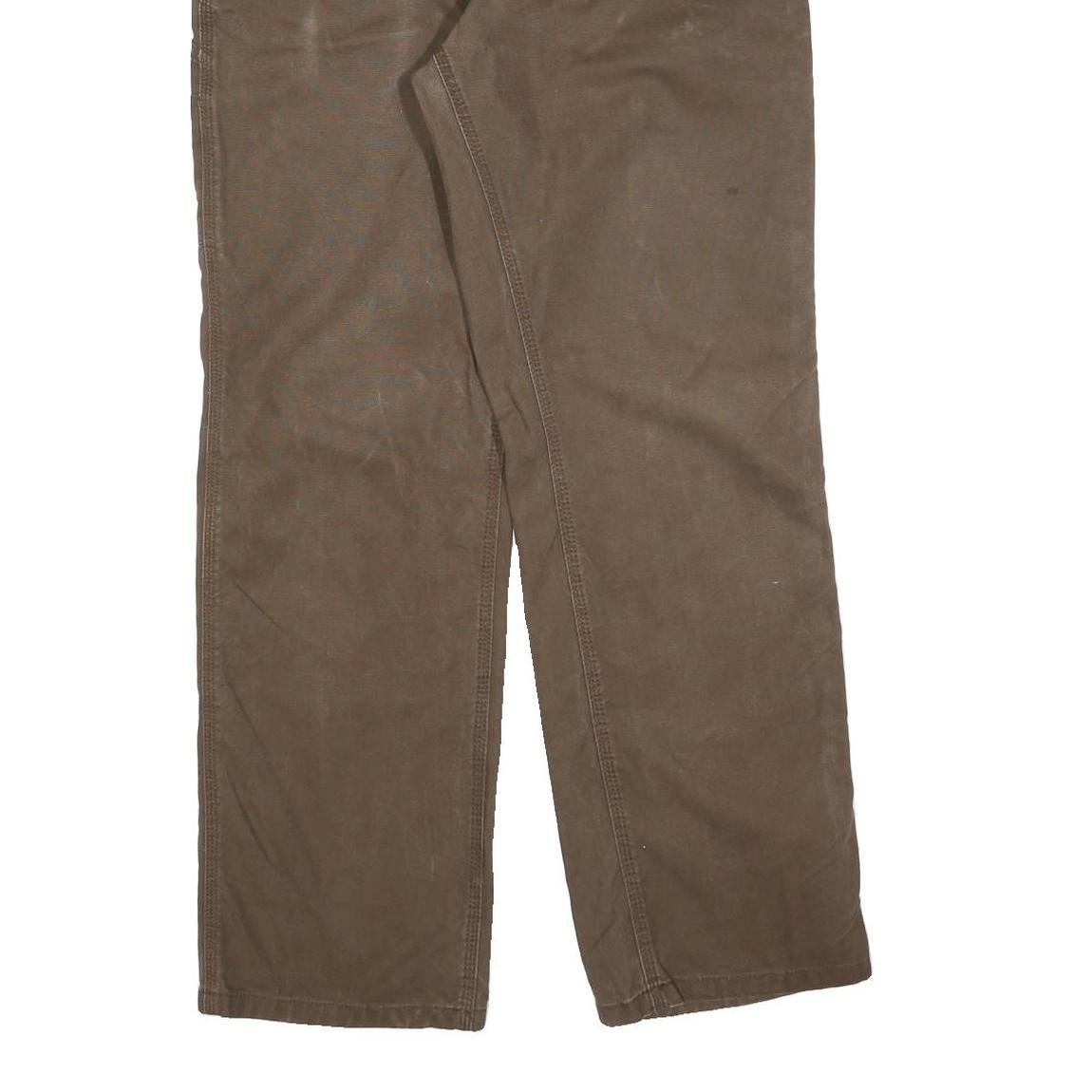 BERNE Mens Cotton Blend Brown Relaxed Straight Leg Trousers W34 L32 Workwear