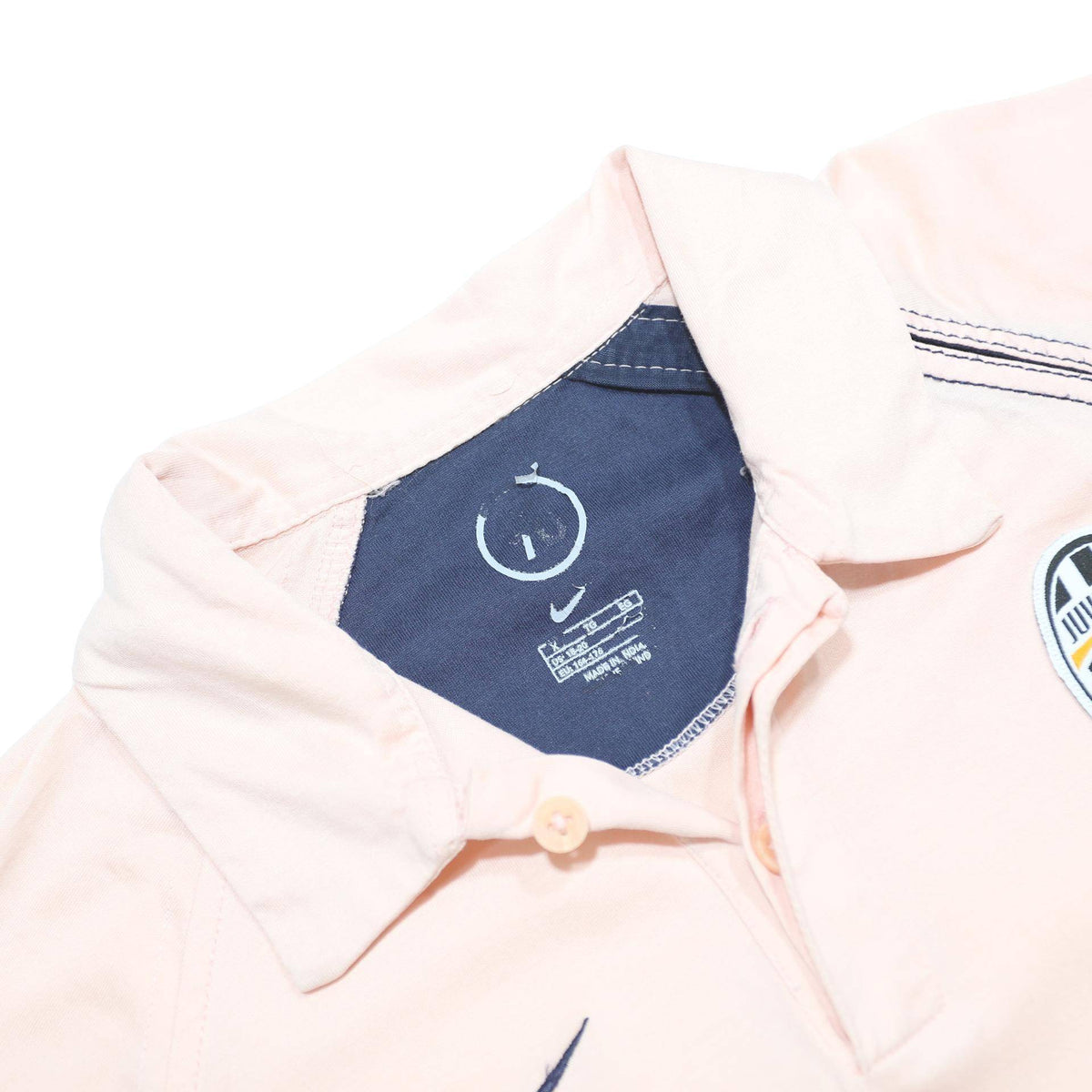 NIKE Boys White Juventus Short Sleeve Cotton Polo Shirt XL Football Sponsor