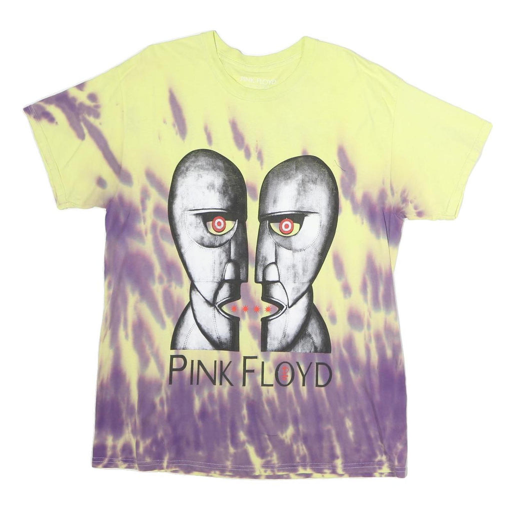 PINK FLOYD Mens Yellow & Purple Tie Dye Graphic T-Shirt S Short Sleeve Crew Neck