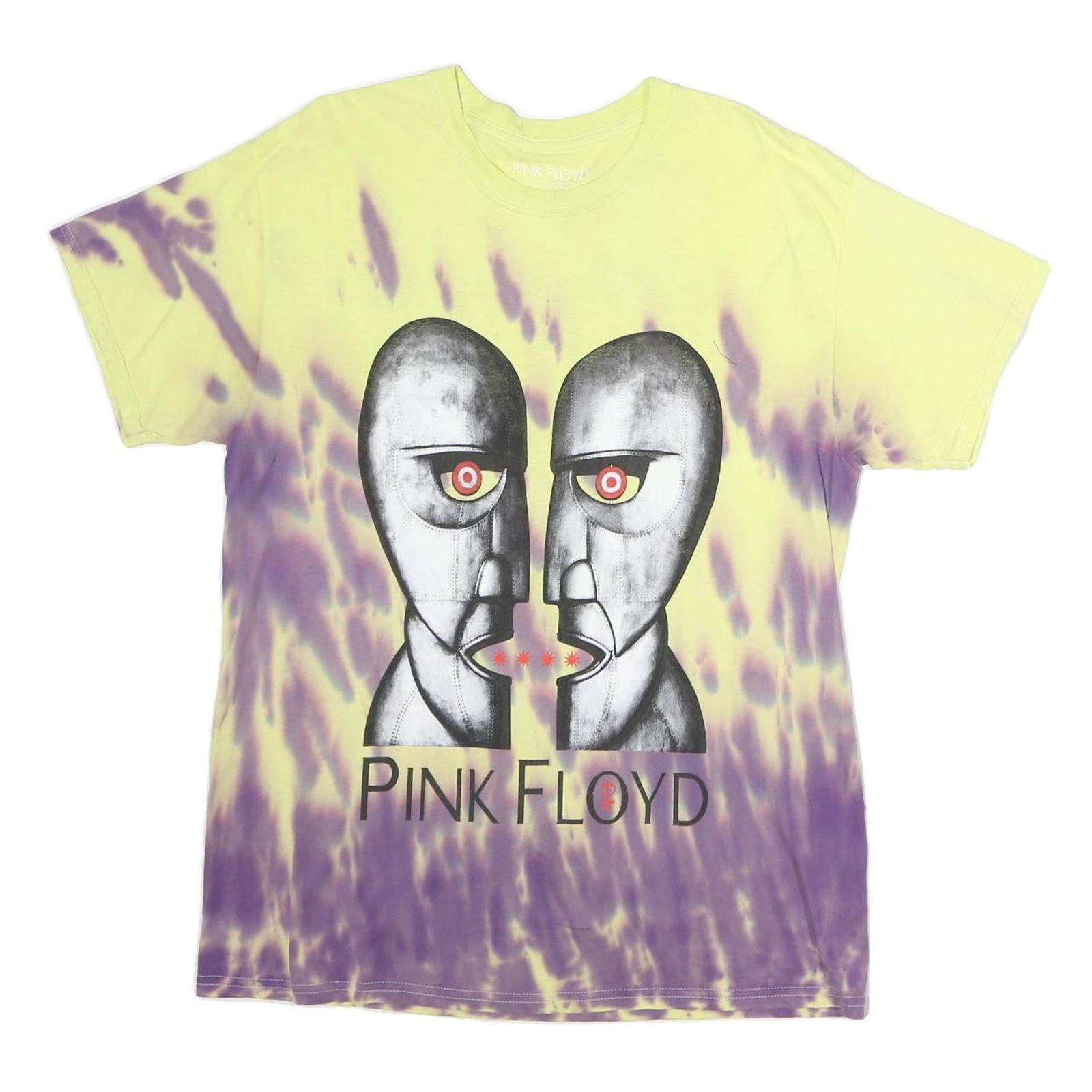 PINK FLOYD Mens Yellow & Purple Tie Dye Graphic T-Shirt S Short Sleeve Crew Neck