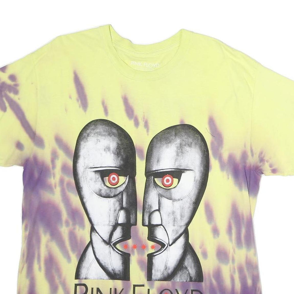 PINK FLOYD Mens Yellow & Purple Tie Dye Graphic T-Shirt S Short Sleeve Crew Neck