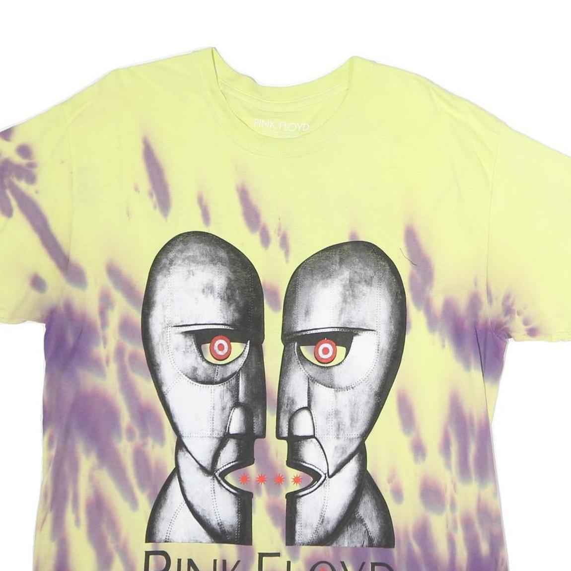 PINK FLOYD Mens Yellow & Purple Tie Dye Graphic T-Shirt S Short Sleeve Crew Neck