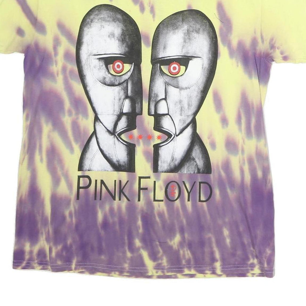PINK FLOYD Mens Yellow & Purple Tie Dye Graphic T-Shirt S Short Sleeve Crew Neck