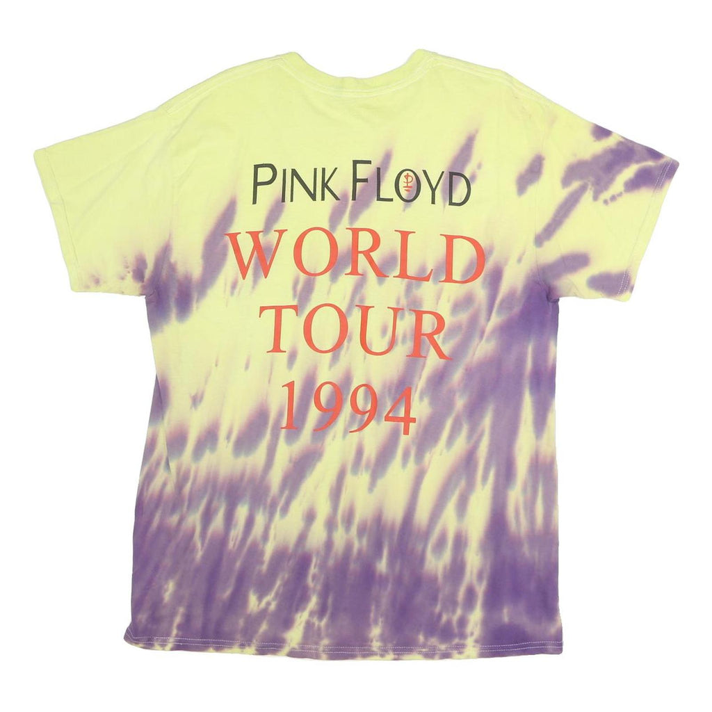 PINK FLOYD Mens Yellow & Purple Tie Dye Graphic T-Shirt S Short Sleeve Crew Neck
