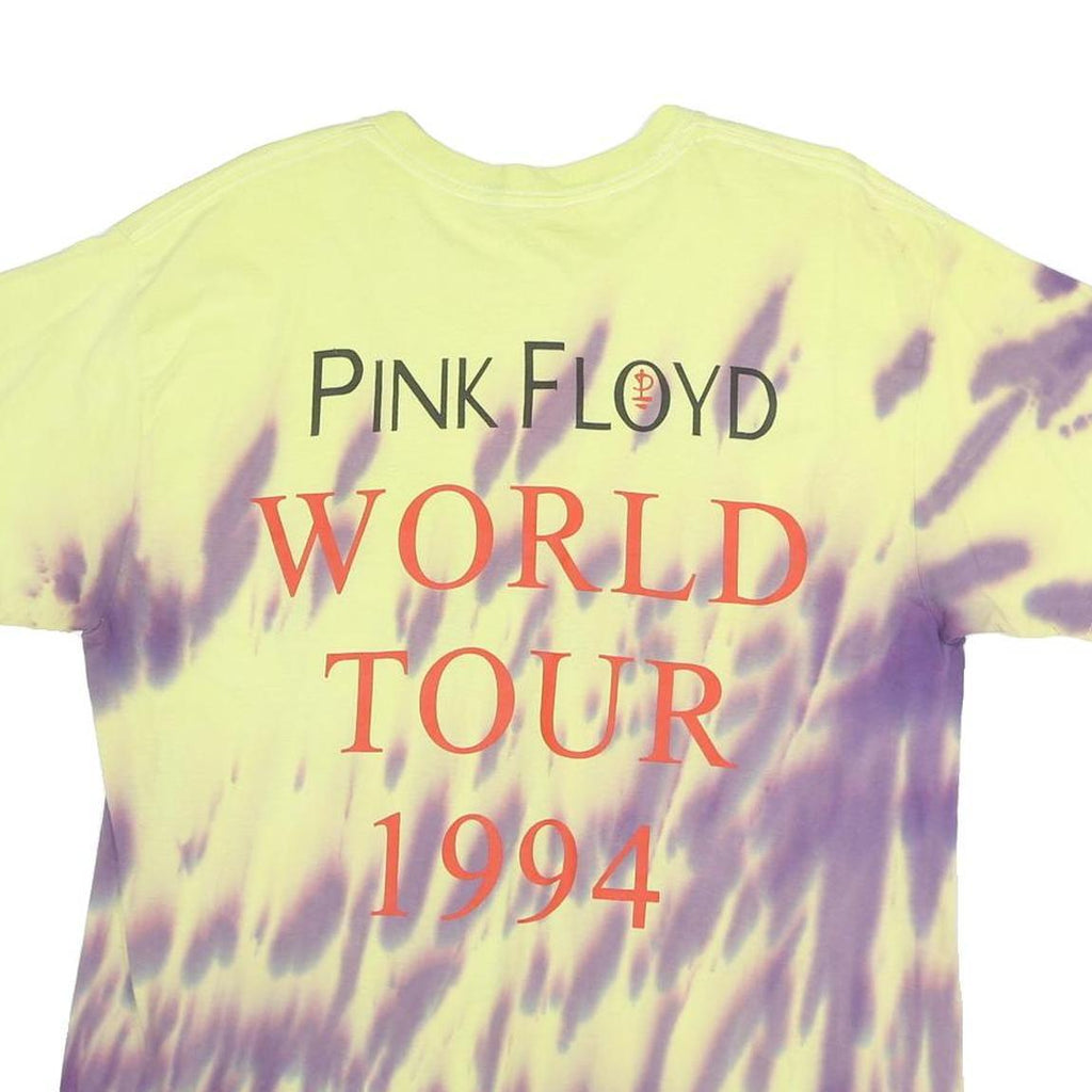 PINK FLOYD Mens Yellow & Purple Tie Dye Graphic T-Shirt S Short Sleeve Crew Neck