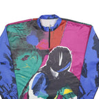 LOFFLER Mens Blue & Maroon Abstract Graphic T-Shirt XL Long Sleeve 1/4 Zip