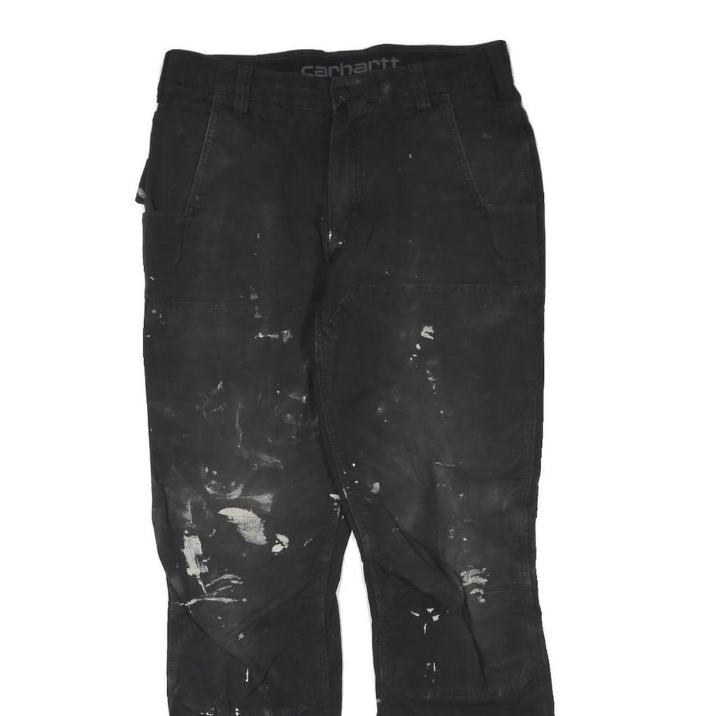 CARHARTT Mens Black Cotton Blend Regular Fit Straight Trousers W32 L31 Workwear