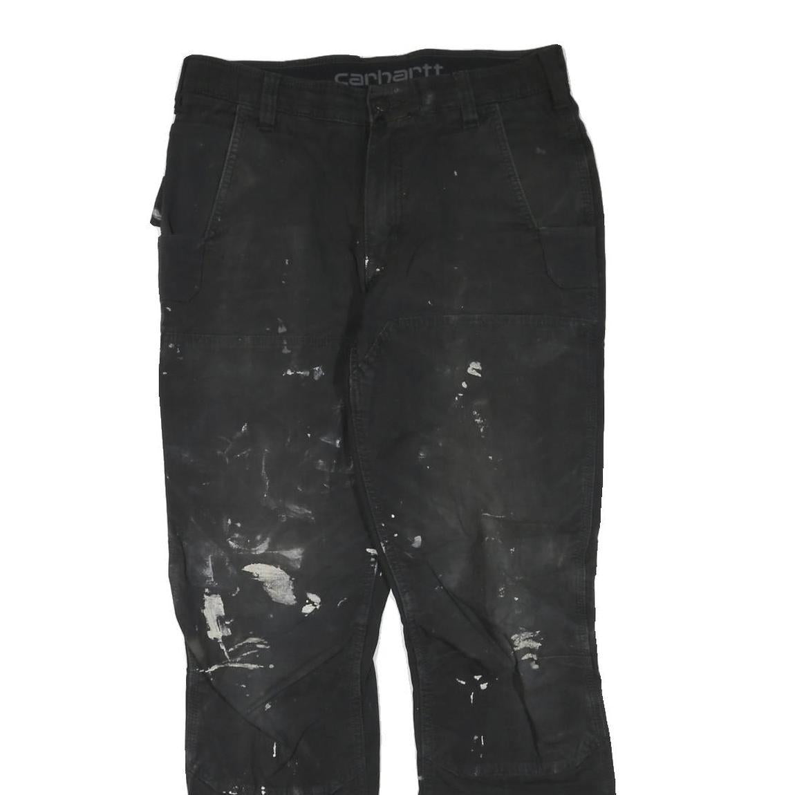 CARHARTT Mens Black Cotton Blend Regular Fit Straight Trousers W32 L31 Workwear