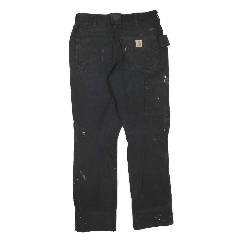 CARHARTT Mens Black Cotton Blend Regular Fit Straight Trousers W32 L31 Workwear