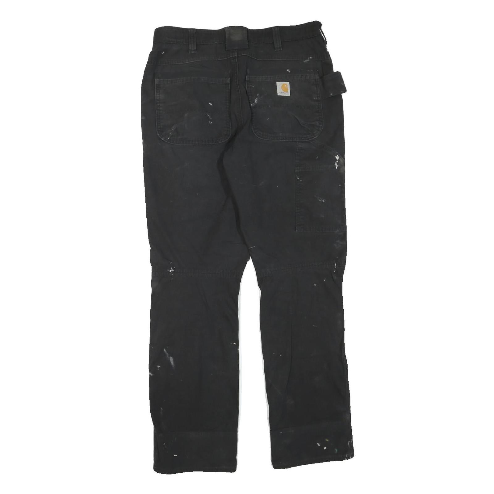 CARHARTT Mens Black Cotton Blend Regular Fit Straight Trousers W32 L31 Workwear