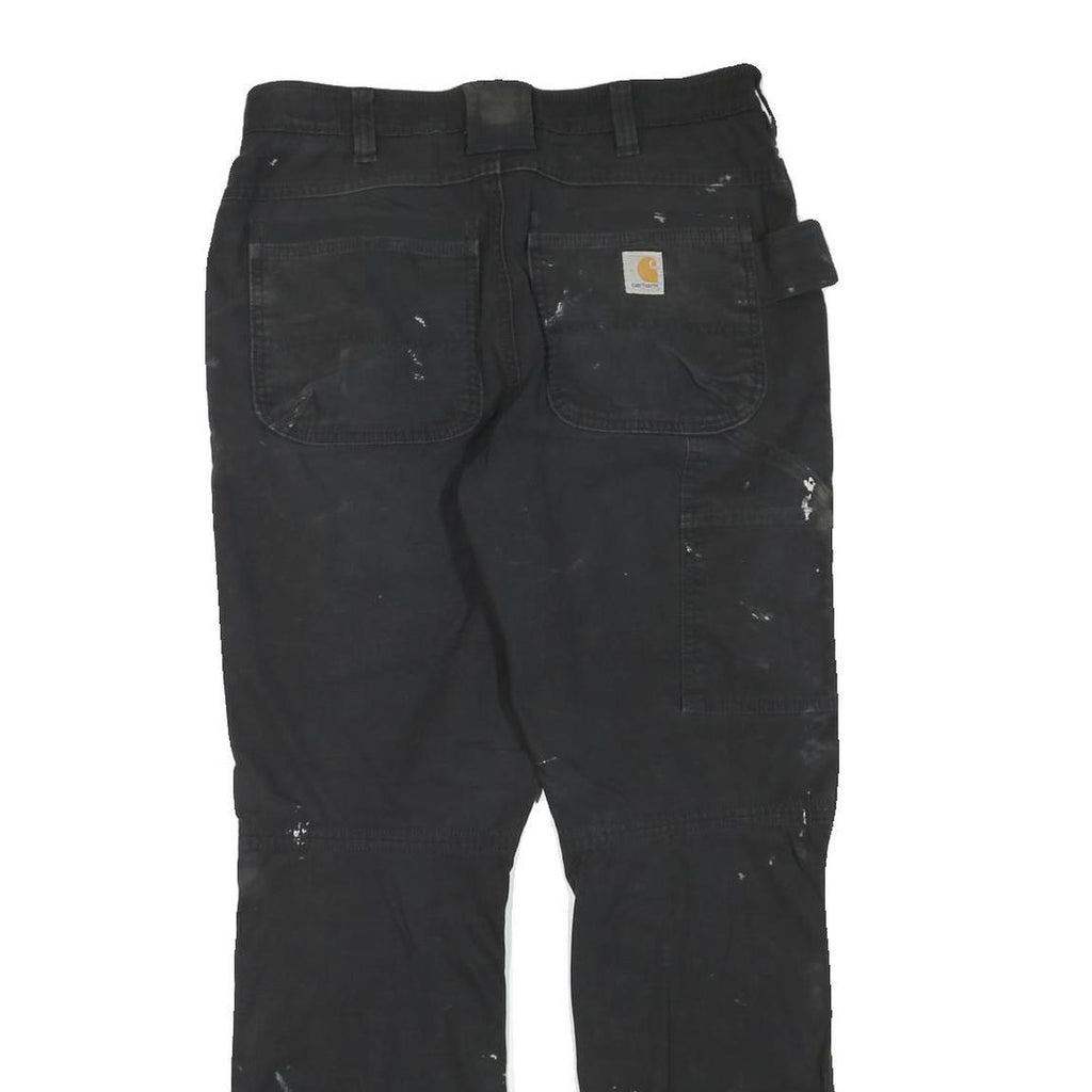 CARHARTT Mens Black Cotton Blend Regular Fit Straight Trousers W32 L31 Workwear