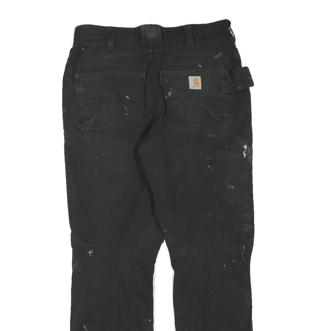 CARHARTT Mens Black Cotton Blend Regular Fit Straight Trousers W32 L31 Workwear