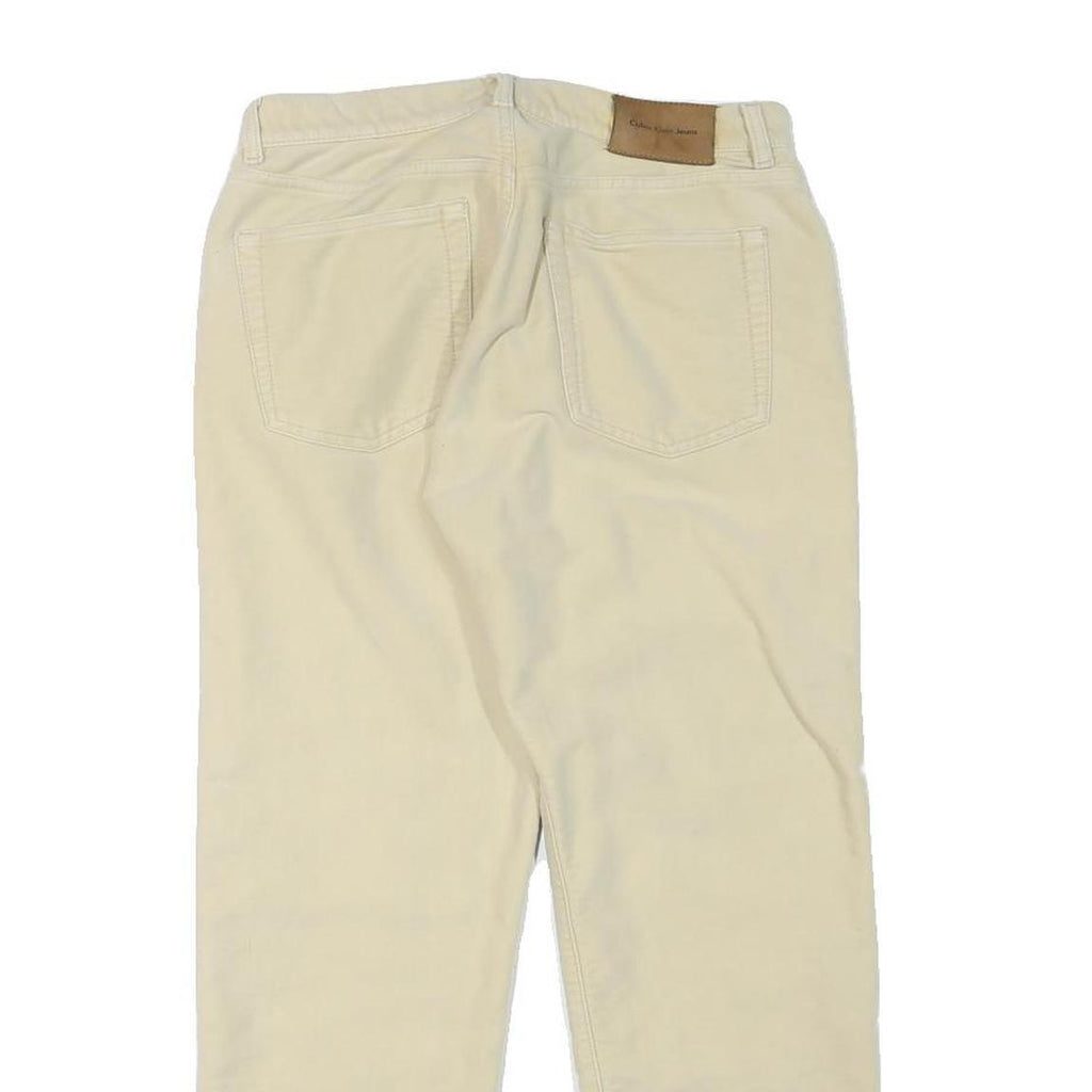CALVIN KLEIN Womens Cotton Blend Beige Regular Fit Straight Leg Trousers W28 L26