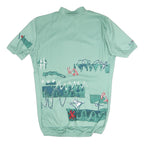 Mens Green Polyester Blend Graphic T-Shirt L Short Sleeve 1/4 Zip Sporty