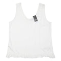 DOROTHY PERKINS Womens White Cotton Blend Sleeveless Scoop Neck Top L Ruffle Hem