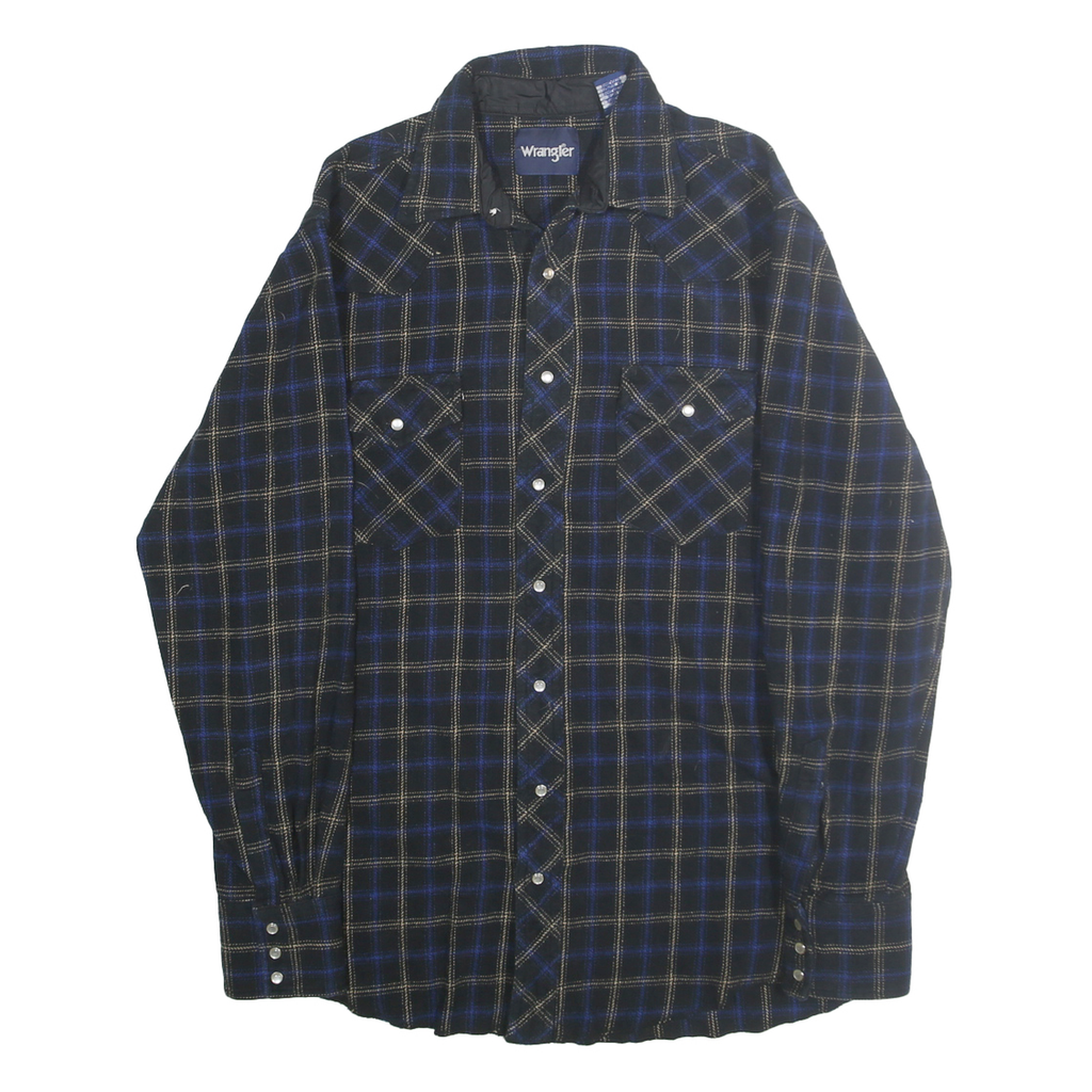 WRANGLER Mens Blue & Beige Check Shirt L Lightweight Cotton Western Style
