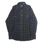 WRANGLER Mens Blue & Beige Check Shirt L Lightweight Cotton Western Style