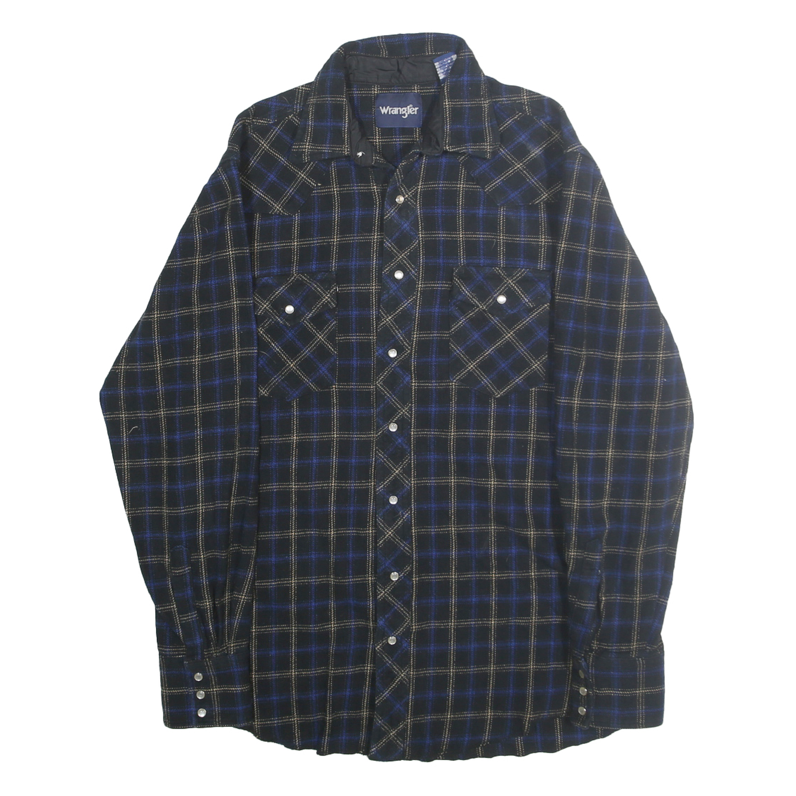 WRANGLER Mens Blue & Beige Check Shirt L Lightweight Cotton Western Style