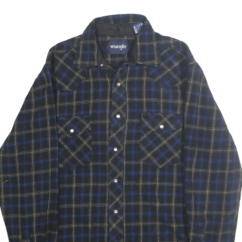 WRANGLER Mens Blue & Beige Check Shirt L Lightweight Cotton Western Style
