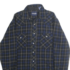 WRANGLER Mens Blue & Beige Check Shirt L Lightweight Cotton Western Style