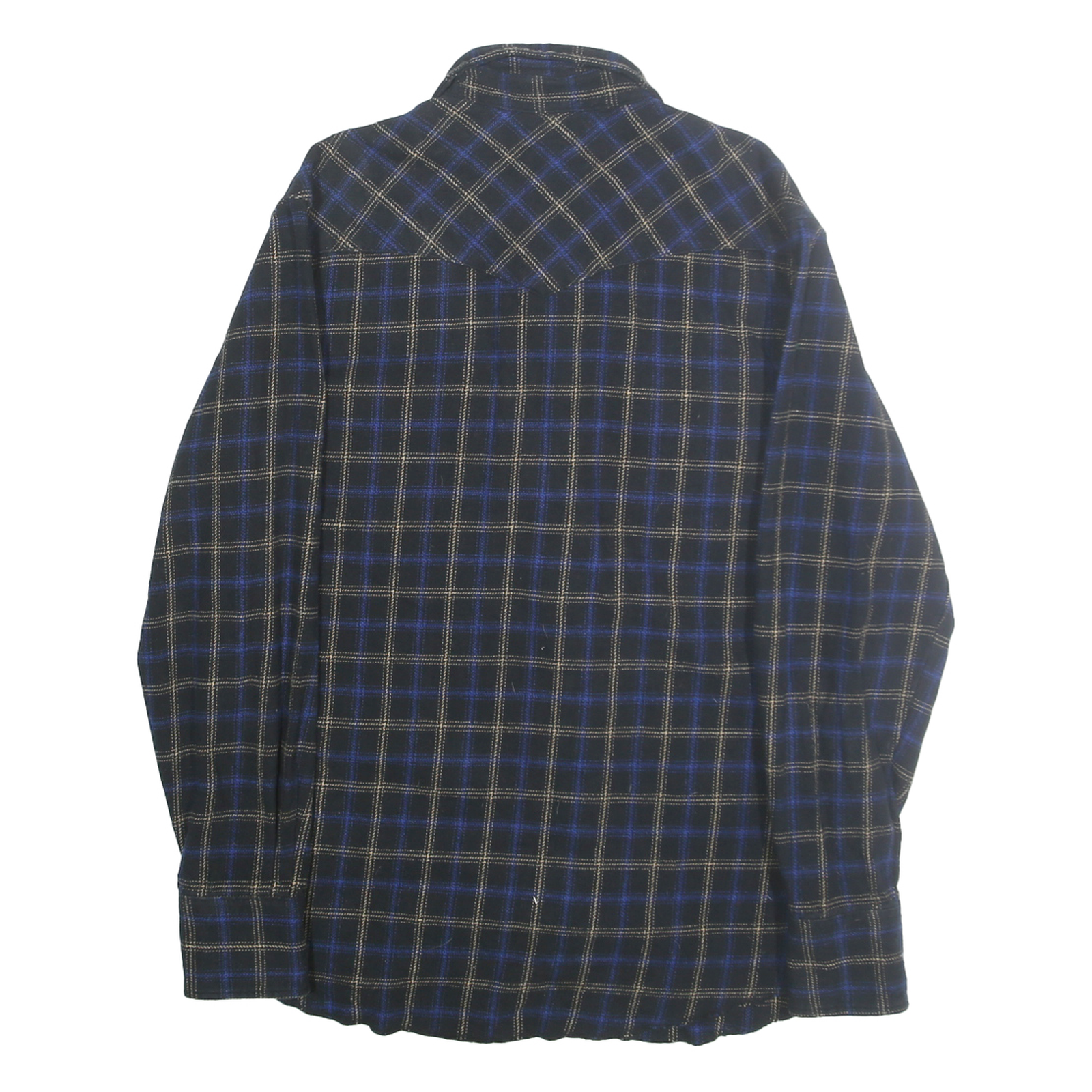 WRANGLER Mens Blue & Beige Check Shirt L Lightweight Cotton Western Style