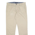 TOMMY HILFIGER Mens Cotton Beige Slim Straight Trousers W34 L32 Zip Closure