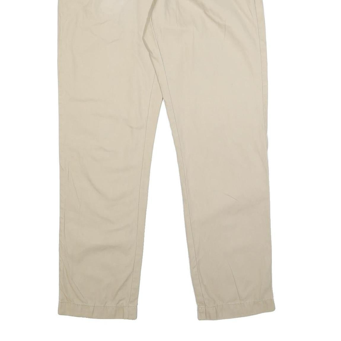 TOMMY HILFIGER Mens Cotton Beige Slim Straight Trousers W34 L32 Zip Closure