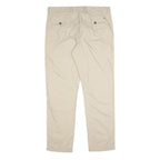 TOMMY HILFIGER Mens Cotton Beige Slim Straight Trousers W34 L32 Zip Closure
