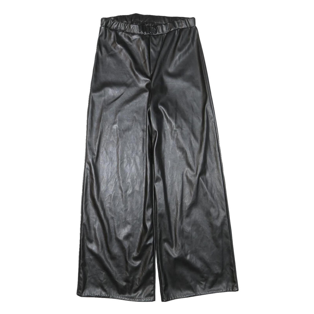 I SAW IT FIRST Womens Relaxed Black Faux Leather Wide-Leg Trousers W26 L26