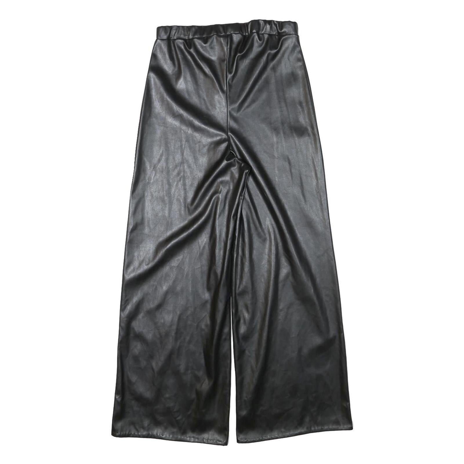 I SAW IT FIRST Womens Relaxed Black Faux Leather Wide-Leg Trousers W26 L26