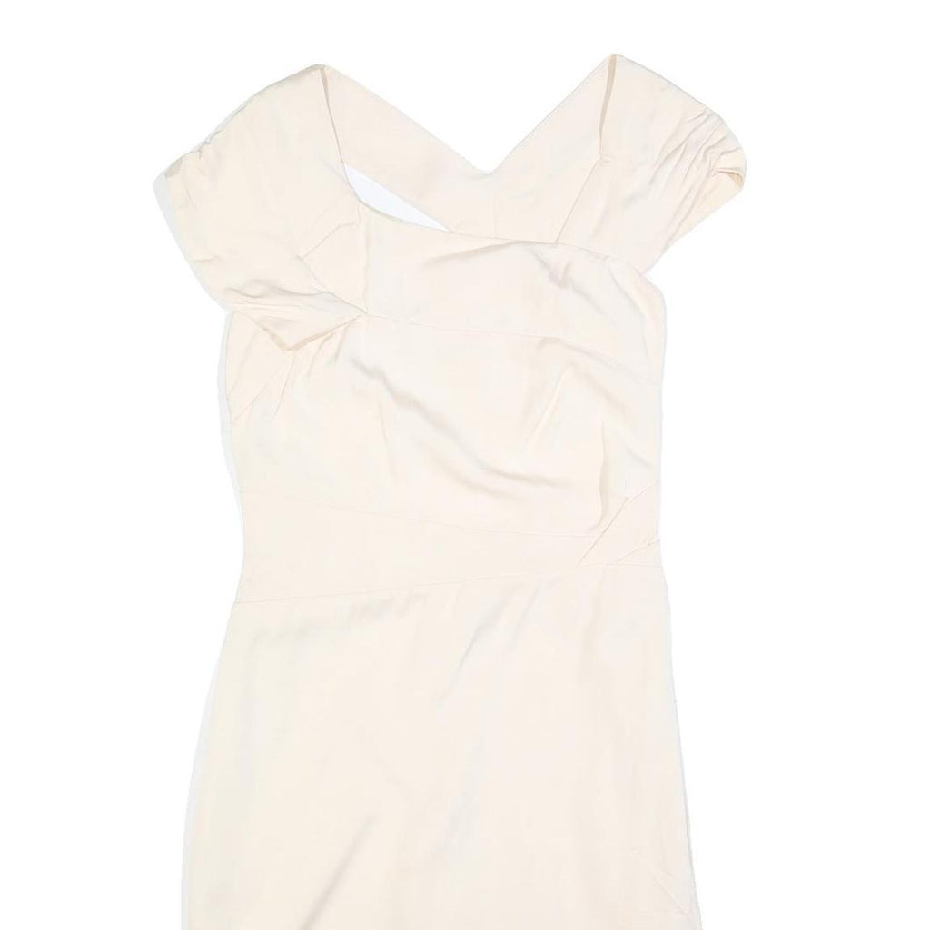REISS Womens Cream Fit & Flare Woven Mini Dress Polyester Blend UK 10 Elegant