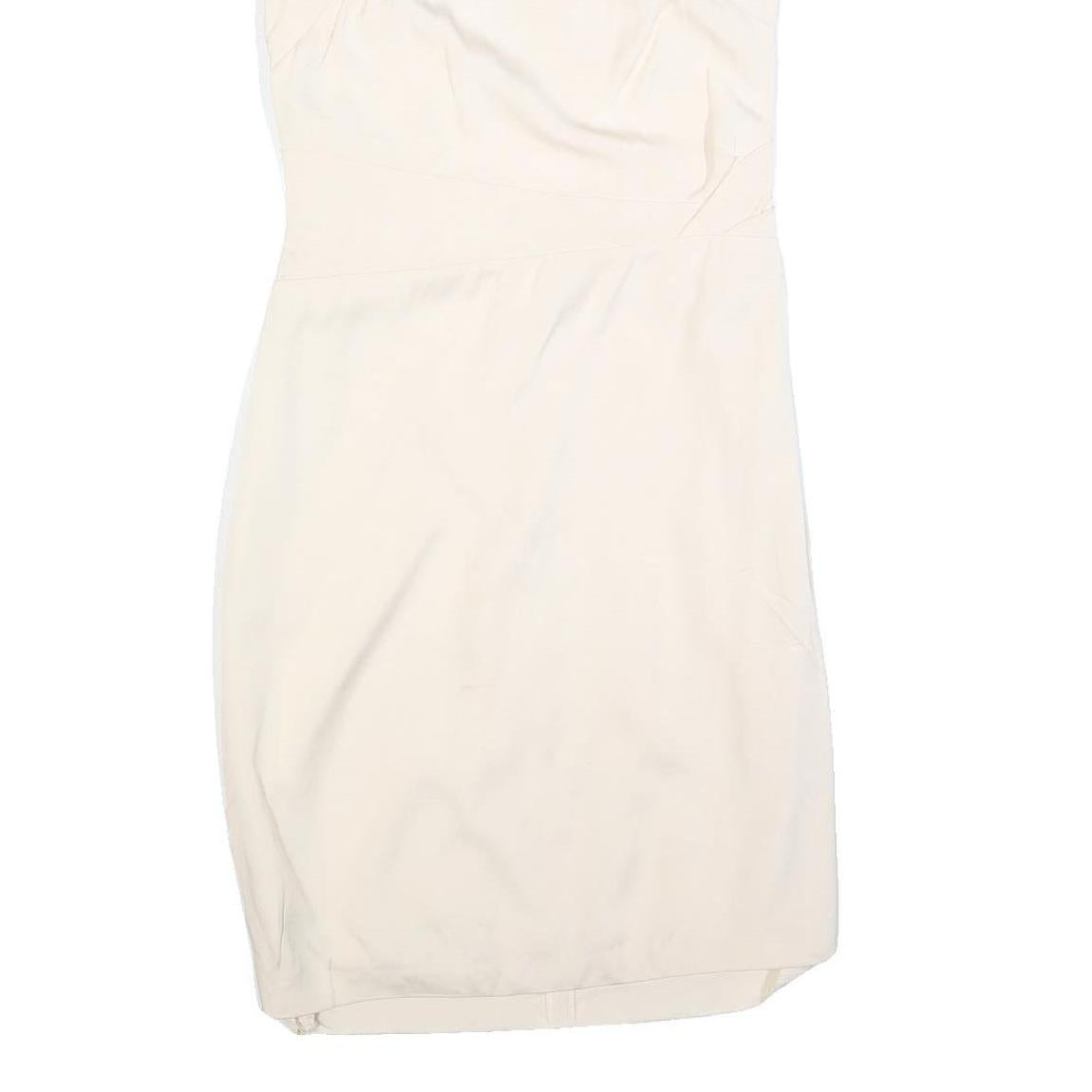 REISS Womens Cream Fit & Flare Woven Mini Dress Polyester Blend UK 10 Elegant