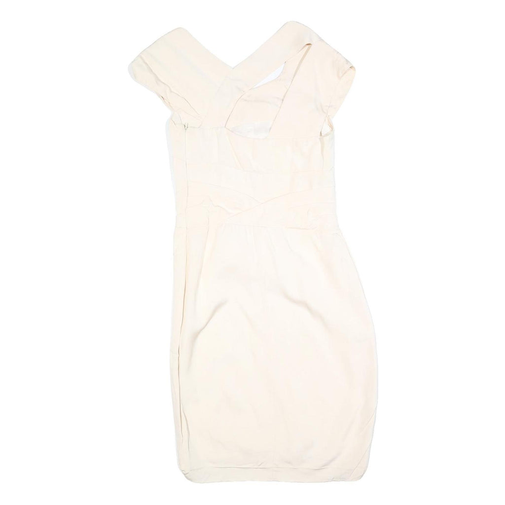 REISS Womens Cream Fit & Flare Woven Mini Dress Polyester Blend UK 10 Elegant