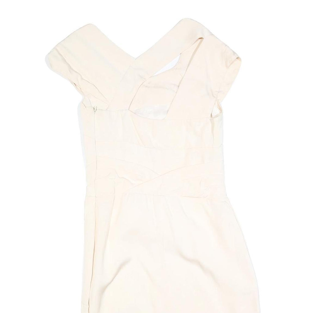REISS Womens Cream Fit & Flare Woven Mini Dress Polyester Blend UK 10 Elegant