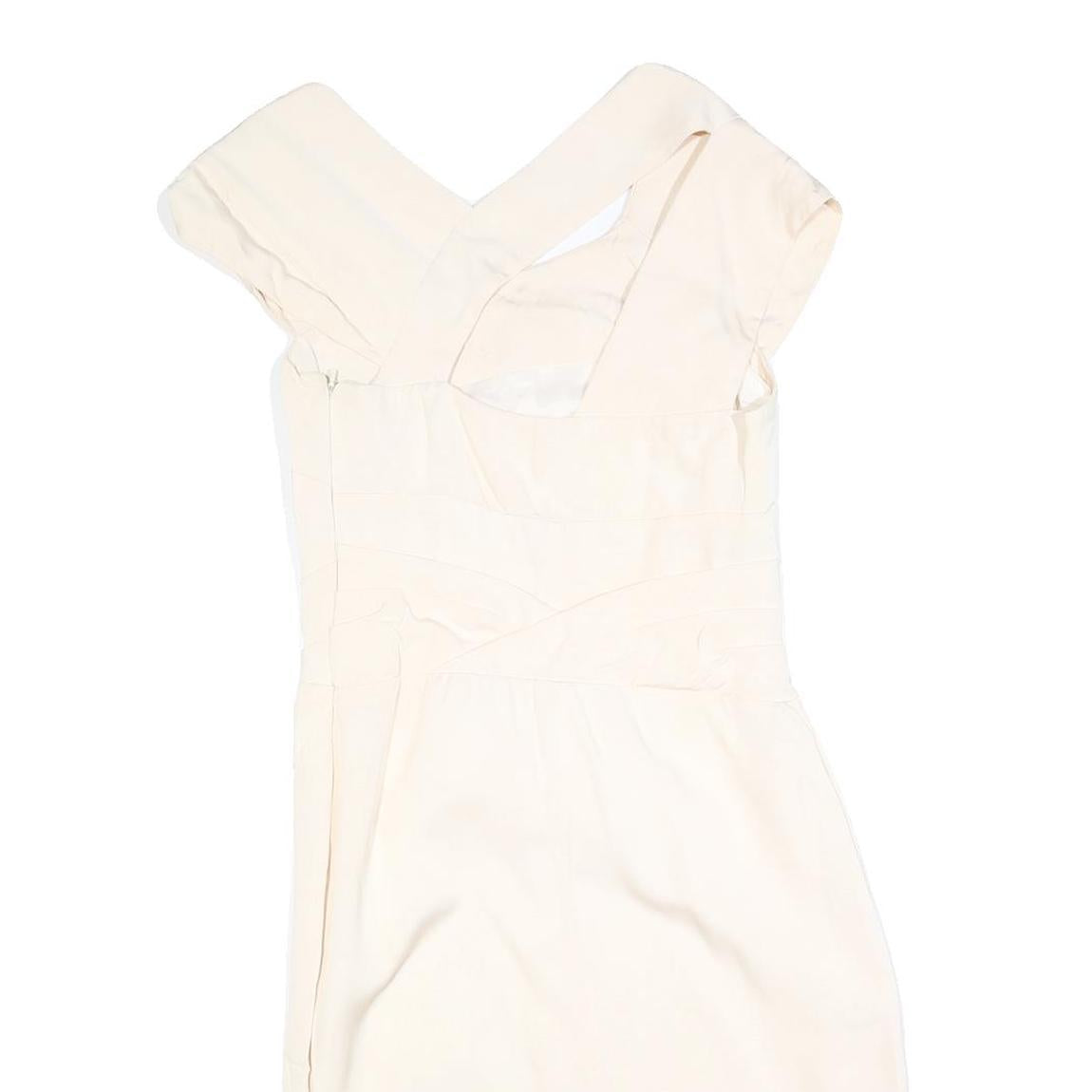 REISS Womens Cream Fit & Flare Woven Mini Dress Polyester Blend UK 10 Elegant