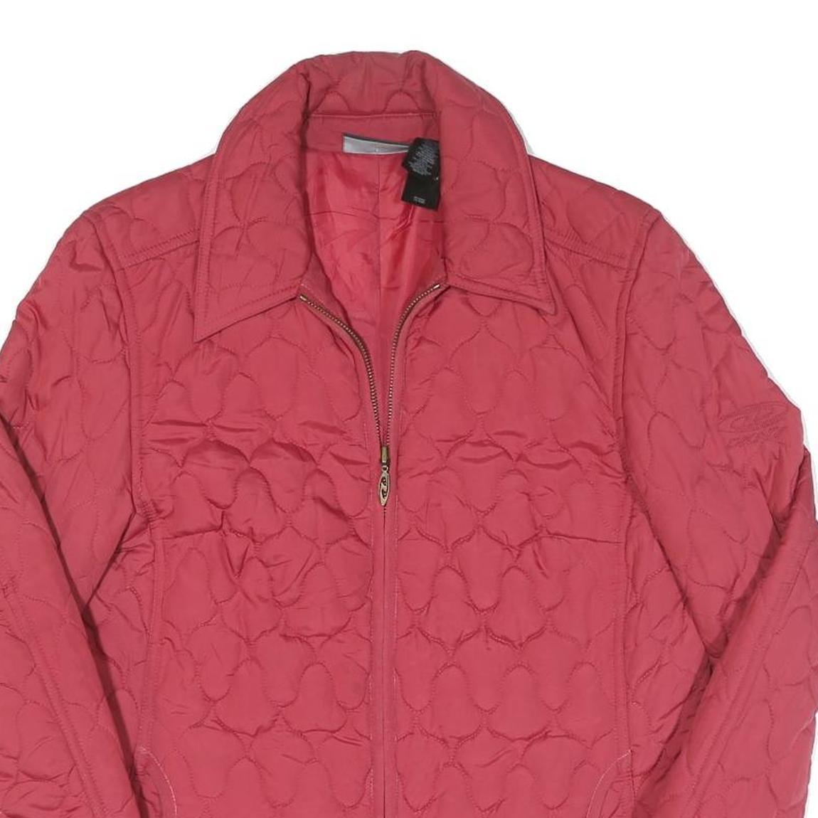 DKNY Womens Pink Quilted Zip Jacket S Polyester Lightweight Warm Outerwear