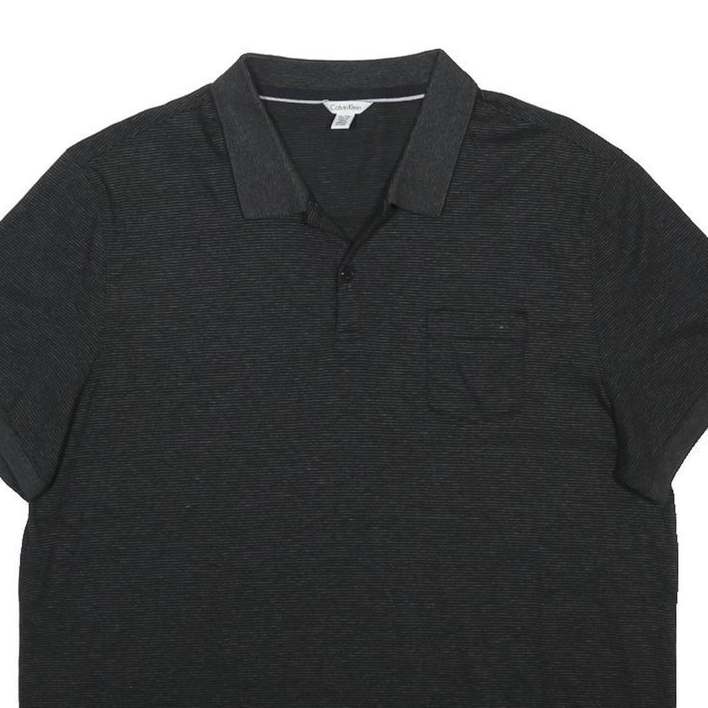 CALVIN KLEIN Mens Black Short Sleeve Plain XL Cotton Blend Polo Shirt Casual