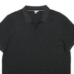 CALVIN KLEIN Mens Black Short Sleeve Plain XL Cotton Blend Polo Shirt Casual