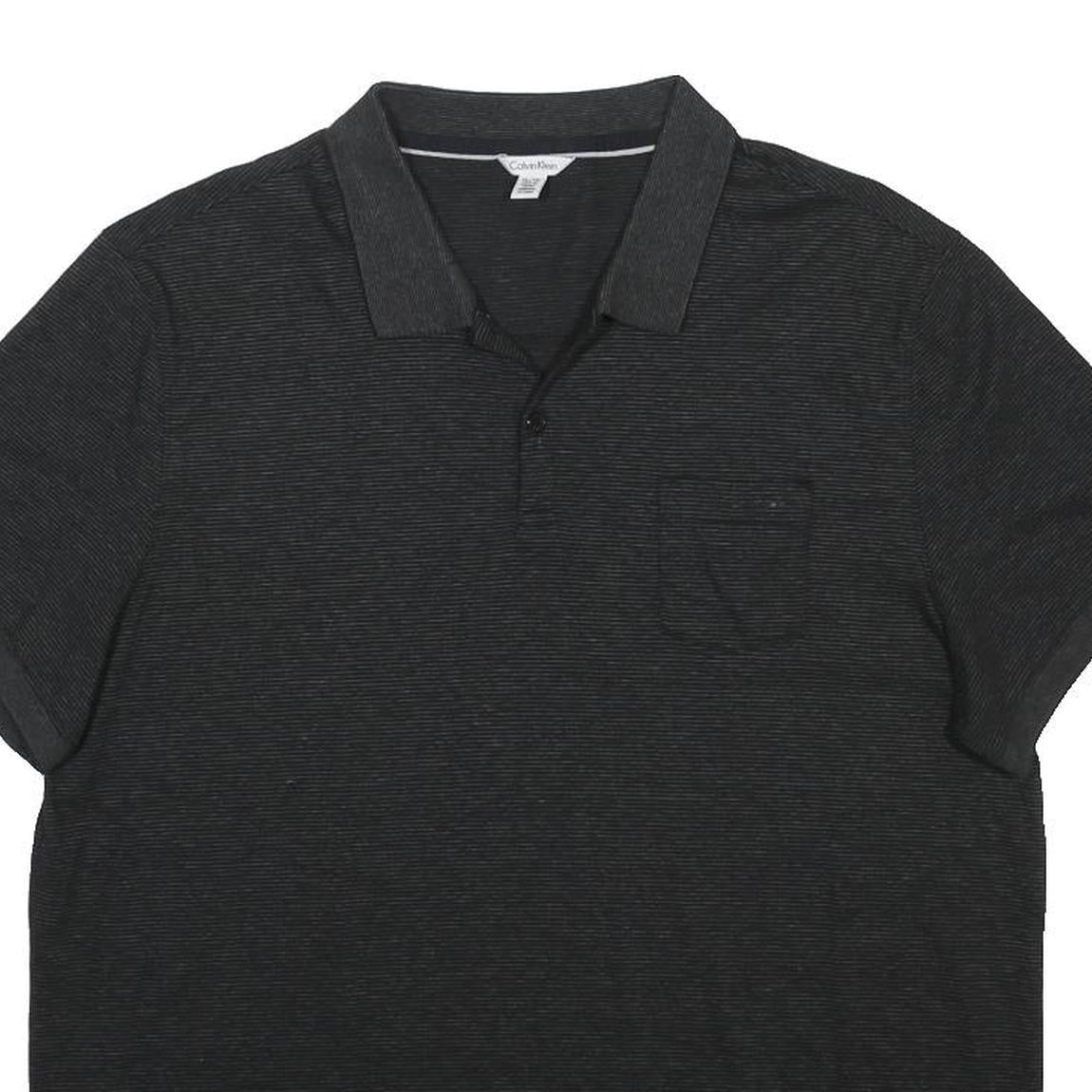 CALVIN KLEIN Mens Black Short Sleeve Plain XL Cotton Blend Polo Shirt Casual