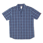 THE NORTH FACE Mens Blue Check Short Sleeve Shirt L Cotton Blend Casual