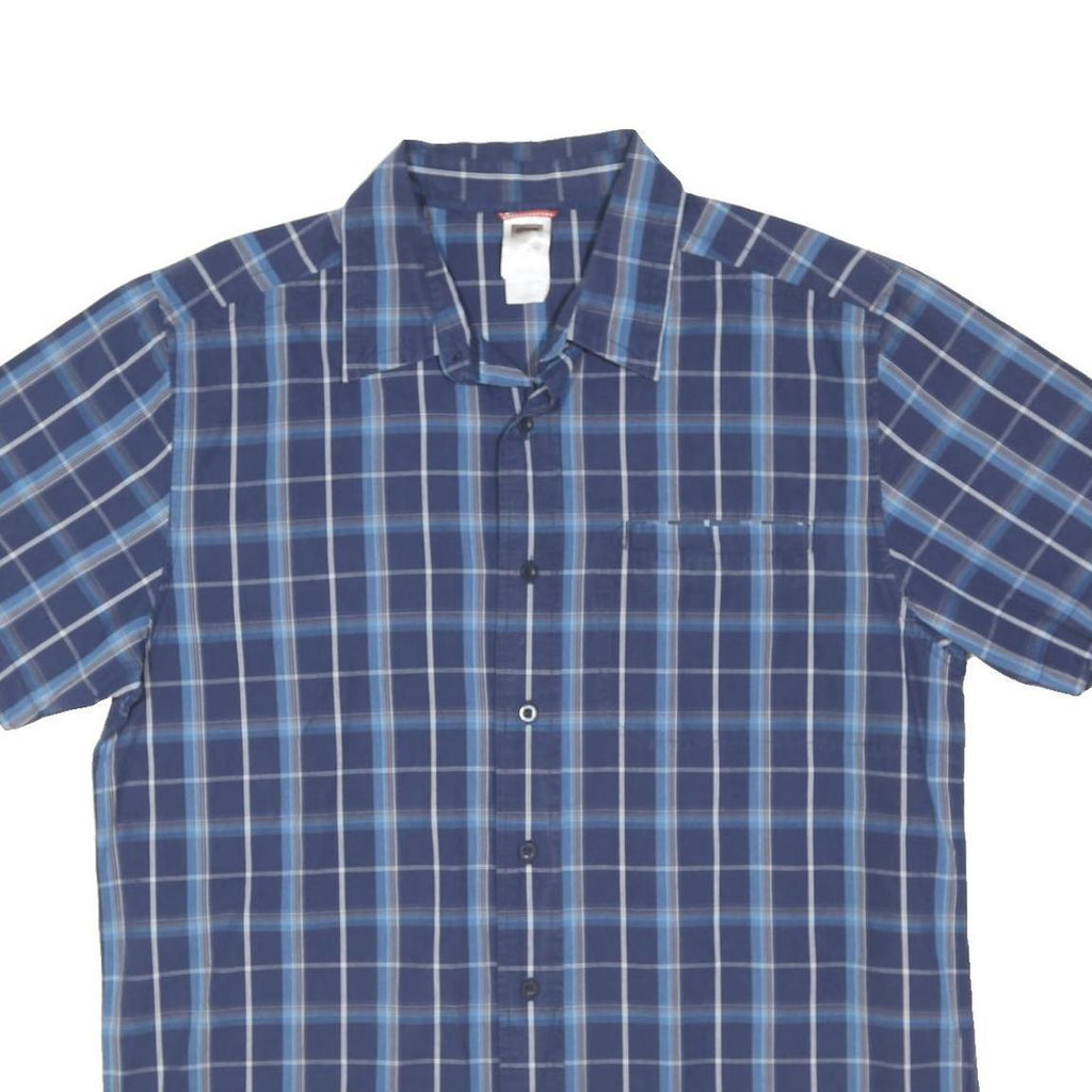 THE NORTH FACE Mens Blue Check Short Sleeve Shirt L Cotton Blend Casual
