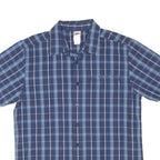 THE NORTH FACE Mens Blue Check Short Sleeve Shirt L Cotton Blend Casual