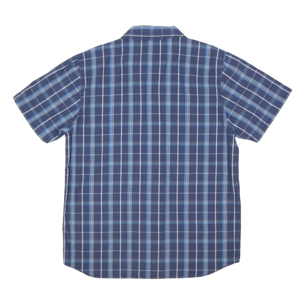 THE NORTH FACE Mens Blue Check Short Sleeve Shirt L Cotton Blend Casual